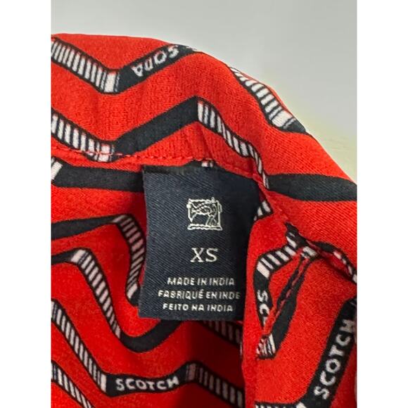 Scotch & Soda Allover Summer Shirtdress Red Black Chevron Knee Length Retro XS - Picture 5 of 11